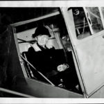 Edgar Post's grandmother "Gram Rowell". 83 years old going for a plane ride. Summer 1946